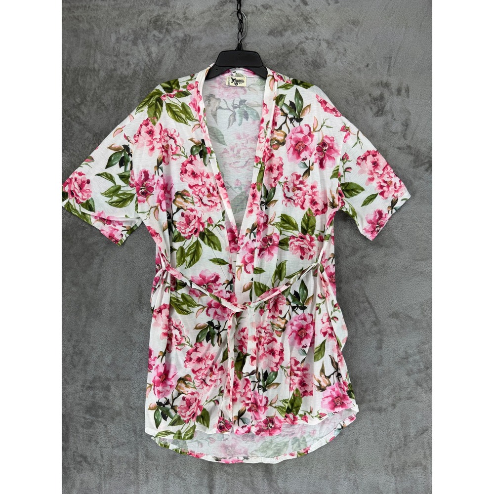 Show Me Your Mumu Floral Robe Pink White Green Boho Kimono Cover Up OS